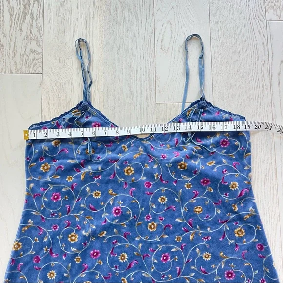 Vintage Victorias Secret Country Velour Velvet Ditsy Floral Lace Trim Tank Top - Picture 17 of 17